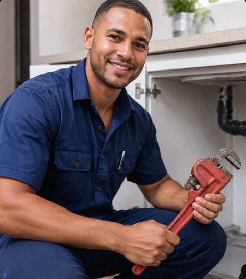 South African plumber at work